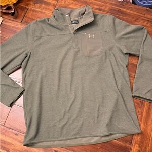 Under Armour ColdGear Hoodie Men’s XL Loose Olive Snap Zip EUC